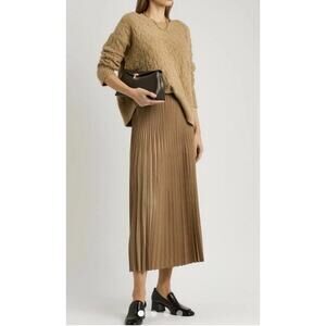 Eileen Fisher Camel/Tan Pleated Midi Skirt